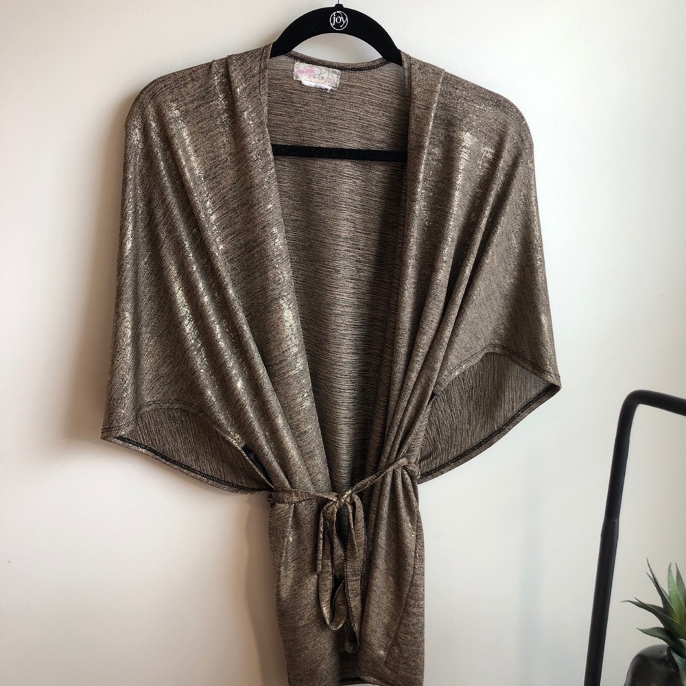 Free People shimmery gold wrap top